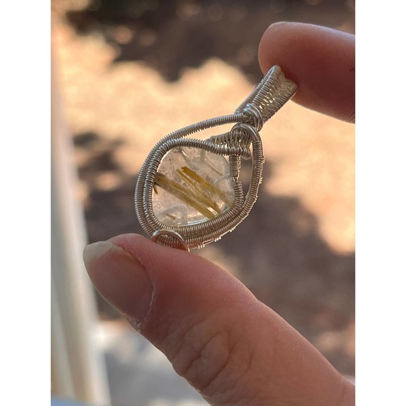 Gold Rutile Quartz Wrapped In 925 Sterling Silver - Picture 8 of 10